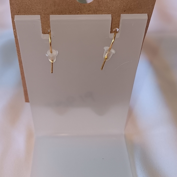 HAMMERED Brass Leaf Earrings - Picture 2 of 2